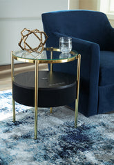 Warmstead Furniture - Ashley Furniture - Nedman Accent Table with Speaker - Accent Table with Speaker / Black/Gold Finish - A4000669